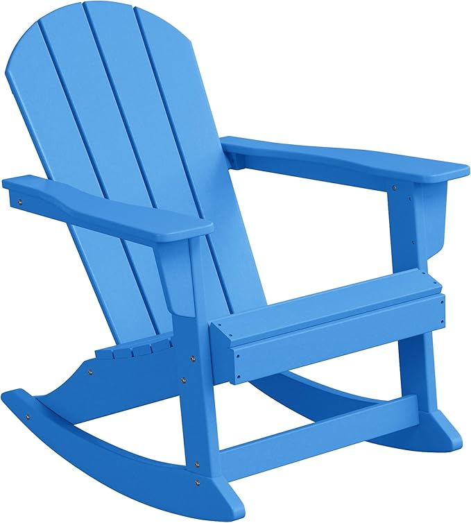 WestinTrends Malibu Outdoor/Patio Poly Adirondack Rocking Chair, Pacific Blue
