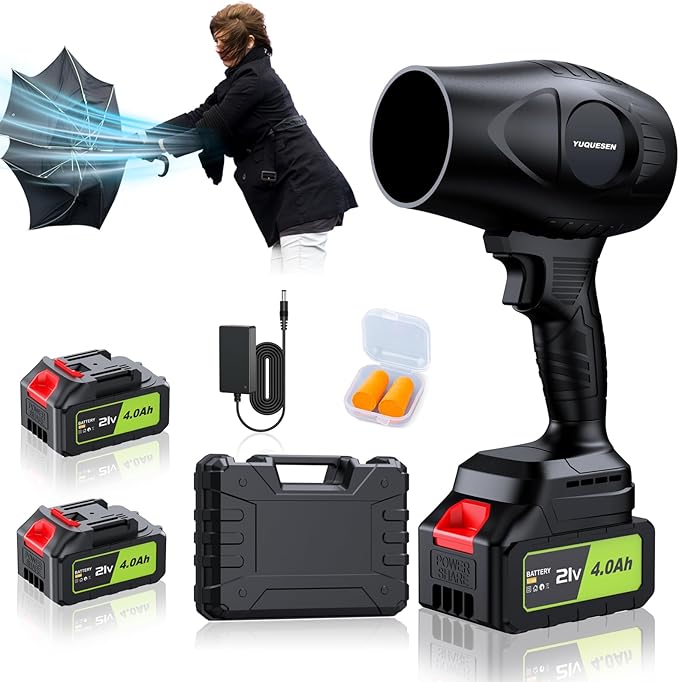 980,000 RPM Cordless Leaf Blower - 21V Electric Handheld Leaf Blower with 2×4.0Ah Batteries & Fast Charger - Lightweight for Patio, Lawn, Yard, Deck Cleaning - Sable