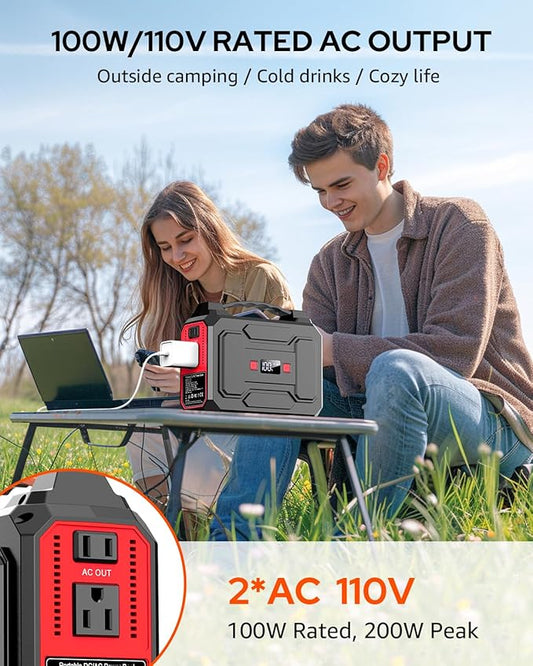 Apowking Portable Power Station Bank 146Wh 200W Peak(100W Rated), Solar Powered Power Bank with AC Outlet 110V for Camping, Solar Charger Power Bank Battery Pack 39600mAh for Home Outdoor Emergency