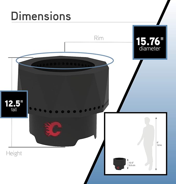 Blue Sky Outdoor Living NHL Buffalo Sabres Ridge Portable Steel Smokeless Fire Pit with Carrying Bag, Firewood and/or Wood Pellet Burning