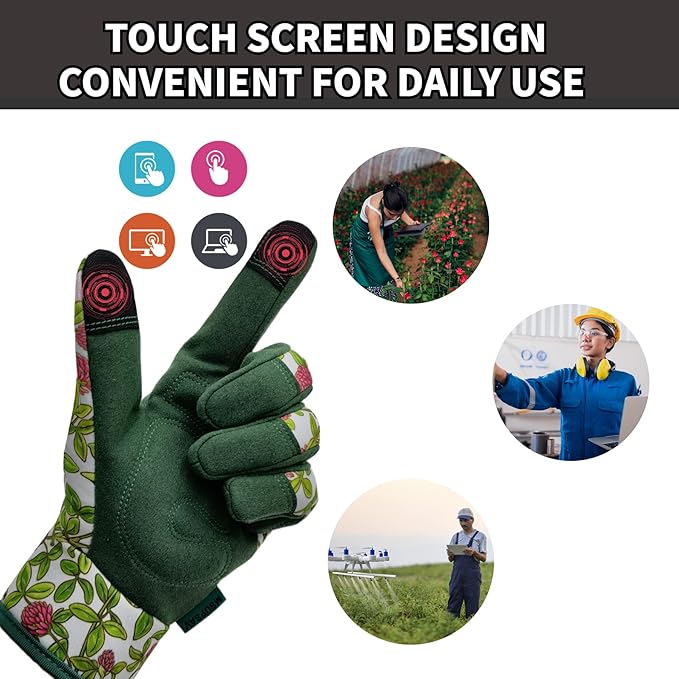 Thorn Proof&Puncture Resistant Gardening Gloves with Grip,Garden Glove for Women, Leather Yard Work Gifts