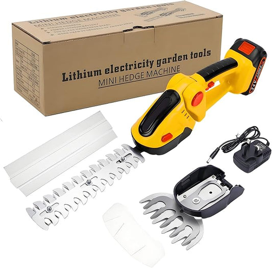 24V Cordless 2-in-1 Hedge Trimmer - High Power Long-Lasting Battery & Charger Included - Ideal for Garden Yard Lawn Edging