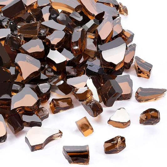 20 Pounds Fire Pit Glass, Copper Reflective Tempered Glass Rocks, High Luster, Fit for Natural and Propane Fire Pit Table, Fireplace and Landscaping
