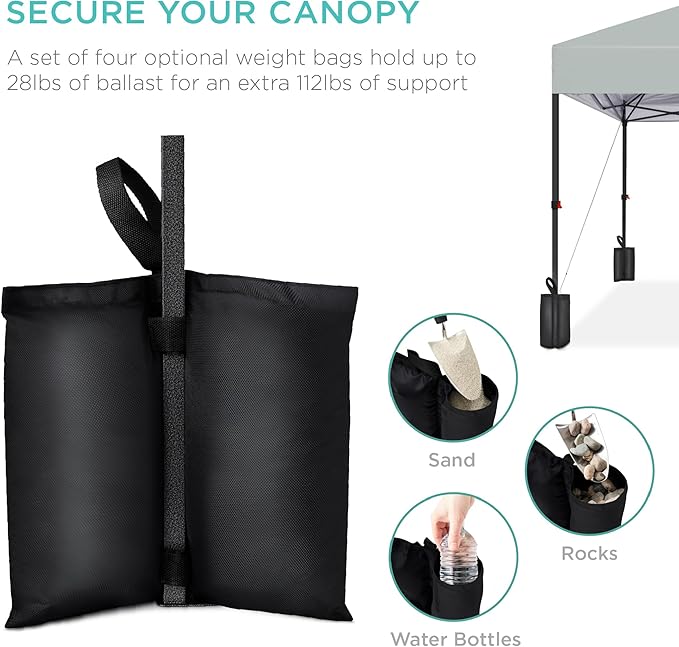 Best Choice Products 8x8ft 1-Person Setup Pop Up Canopy Tent Instant Portable Shelter w/ 1-Button Push, Case, 4 Weight Bags - Silver