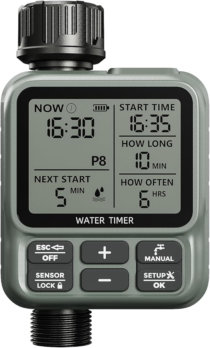 Water Timer for Garden Hose - Programmable Sprinkler Timer | Water Hose Timers with Automatic, Manual and Rain Delay Mode | Watering Timers for Garden, Lawns, Greenhouses, Backyard