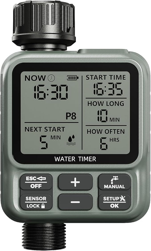 Water Timer for Garden Hose - Programmable Sprinkler Timer | Water Hose Timers with Automatic, Manual and Rain Delay Mode | Watering Timers for Garden, Lawns, Greenhouses, Backyard