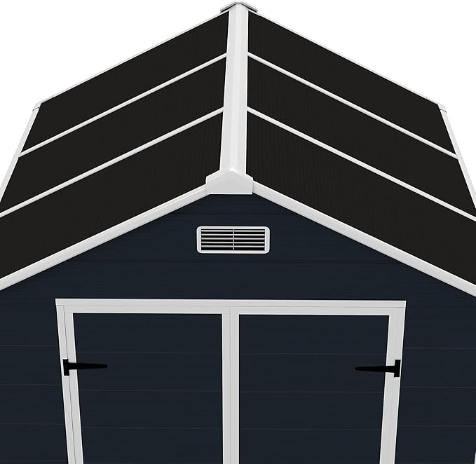 6X6 FT Resin Outdoor Storage Shed, Plastic Garden Sheds with Waterproof Roof & Air Vent,Outside Patio Storage House Tool Shed with Window &Lockable Door for Backyard, Lawn, Dark Grey