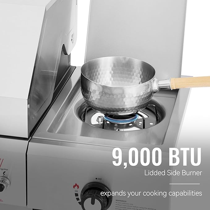 Royal Gourmet GA5401T 5 Burner Propane Gas Grill with Side Burner and Sear Burner, Stainless Steel Gas BBQ Grill with 61,000 BTUs Output for Barbecue Grilling & Backyard Cooking, Silver