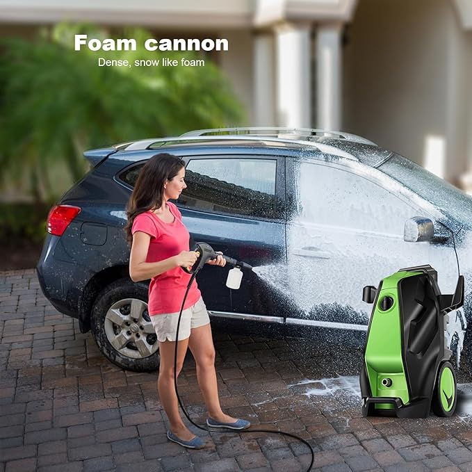commowner 5000PSI Electric Pressure Washer with 33FT Hose 4.0GPM Power Washers Electric Powered Professional High Pressure Cleaner Machine, Foam Cannon, 4 Tips, powerwashers for Home Cars, Green