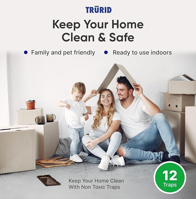 Mouse Traps and Rat Trap - 12 Pack Glue Mouse Traps Indoor for Home, Pre-Baited Strong Adhesive Boards, Safe Pest Control, Effective Trampas para Ratones