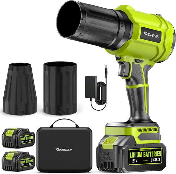 Cordless Leaf Blower, 980,000 RPM Handheld Leaf Blower with 2 X 4.0Ah Batteries & Charger, Lightweight Leaf Blowers for Patio Cleaning, Lawn Care, Leaves, Dust - Dark Green