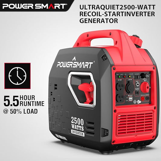 PowerSmart 2500-Watt Portable Gas Inverter Generator, Super Quiet, High Fuel-Efficient Generator, Lightweight, EPA Compliant 2025
