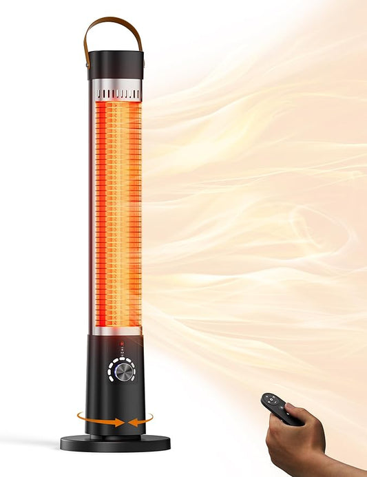 Patio Heater for Outdoor Use, 32.2" 1500W Electric Space Heater Indoor, 60-Degree Oscillating Portable Infrared Heater, with Timer, Remote, for Patio, Gazebo, Black