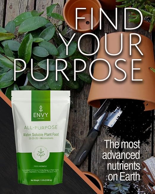 ENVY All-Purpose Plant Fertilizer, 1.5 Pound - Makes 150 Gallons, for Indoor and Outdoor Plants, Pet Safe, Water Soluble, Made in USA