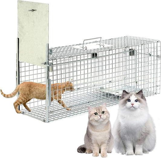 32 Inch Animal Trap Cage,Folding Live Animal Trap Cage for Stray Cats,Raccoons,Armadillos and Rabbits