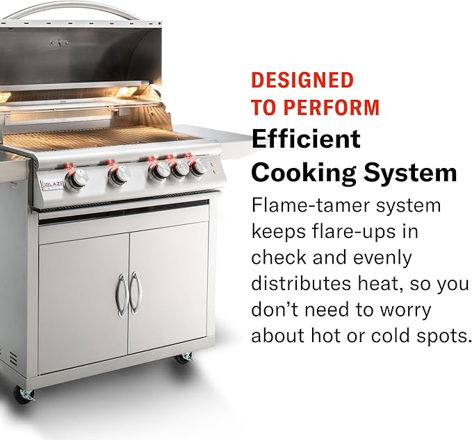 Blaze Premium LTE Built-in Natural Gas Grill | 40-Inch 5-Burner BBQ with Rear Infrared Burner & Grill Lights | 304 Stainless Steel Construction BLZ-5LTE2-NG