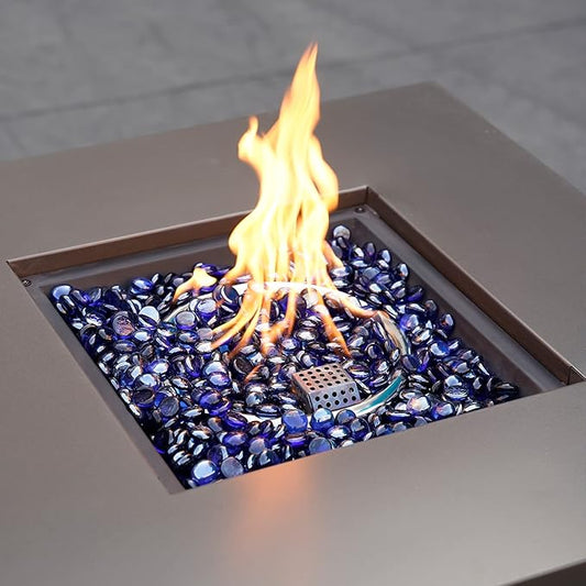 Mr. Fireglass 10 Pound Fire Glass Beads, 1/2" Reflective Round Fire Glass Drops for Fireplace Fire Pit & Lanscaping, High Luster Royal Cobalt Blue