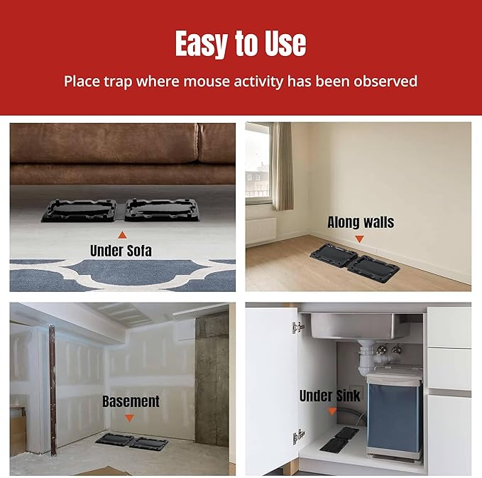 POPTRAP Rat Trap Heavy Duty & Large, Super Sticky Mouse Trap with Ultra-Strong Glue, Scent of Peanut Butter for Indoor & Outdoor, Non-Toxic (SmallSize-12Pack)