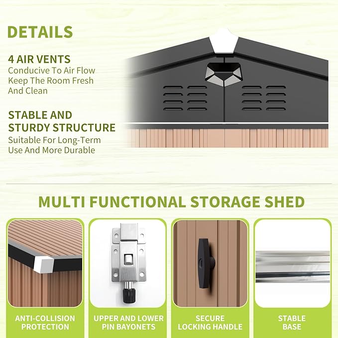 Metal Storage Shed,Outdoor Storage Building 8x6,Large Backyard Shed with Lockable Door,Waterproof Outside Storage Shed