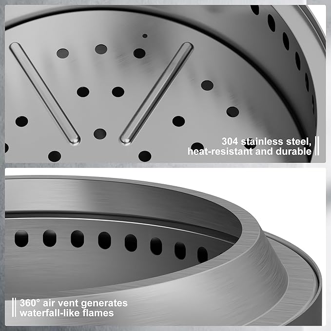 15 Inch Smokeless Fire Pit with Removable Ash Pan, Fire Pits for Outside Wood Burning, Portable Bonfire Outdoor Firepit, Waterproof Bag & Poker Included, Stainless Steel, Camping Backyard