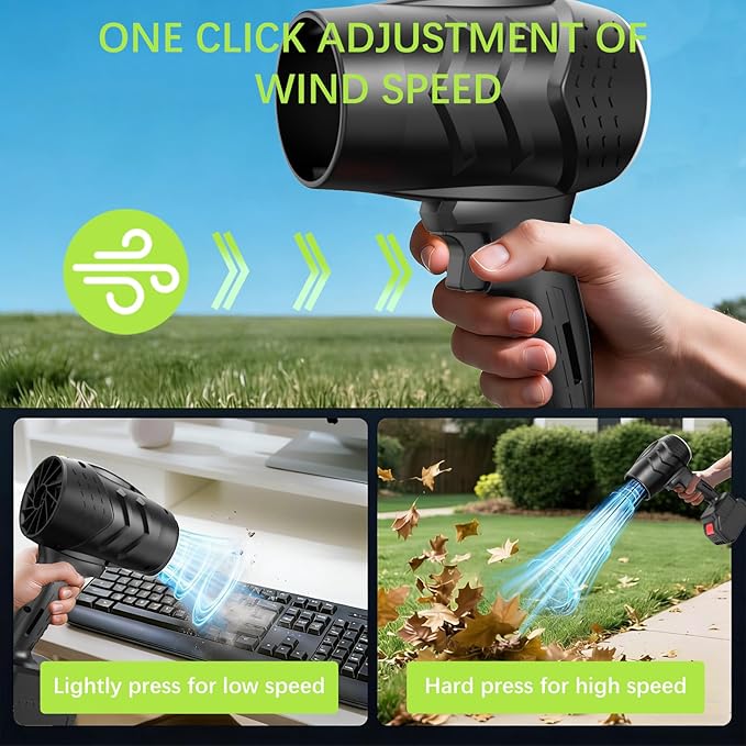 Leaf Blower Cordless with Battery and Charger,21V Electric Handheld Leaf Blower, 950000RPM Powerful Fan with Adjustable Speed, Lightweight Blower for Patio, Lawn, Blowing Leaves and Snow(Black)