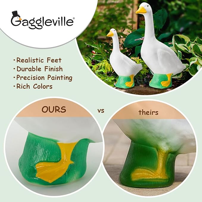 Fox Valley Traders Gaggleville 23" Large White Goose, Plastic Garden Décor, Vibrant and Clean Painted Goose Feet - Indoor or Outdoor Decorative Figurine for Garden, Patio, or Entryway Accent