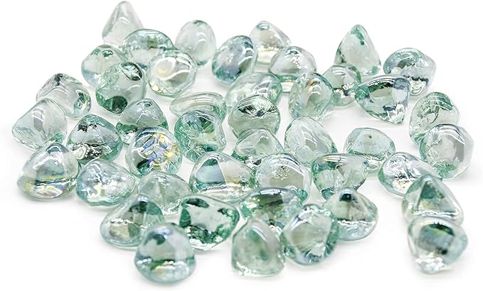 GasSaf 10-Pound 1 inch Diamonds Fire Glass for Gas or Propane Fire Pit Fireplace & Landscaping (Crystal Ice Luster)