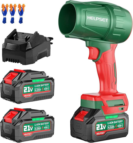Cordless Leaf Blower with 2×4.0Ah Batteries and Charger, 980,000 RPM, Lightweight Handheld Design, 21V Powerful Blower with Adjustable Speed for Patio, Lawn Cleaning