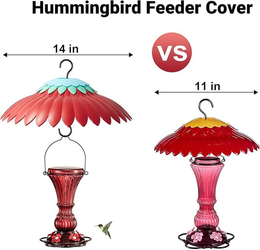 Beserie Bird Feeder Rain Cover Red Dome Baffle for Hummingbird Weather Guard Protective Feeders from Rain and Sun Built-in Moat 11inch Dceor Backyard