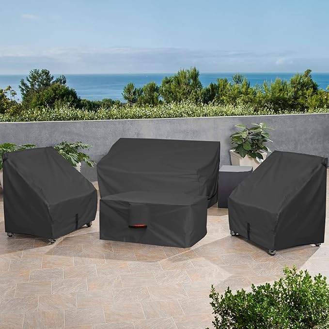 Porch Shield Patio Fire Pit Cover - Waterproof 600D Outdoor Rectangular Fire Table Cover Deck Box Protector - 58 x 30 inch, Black