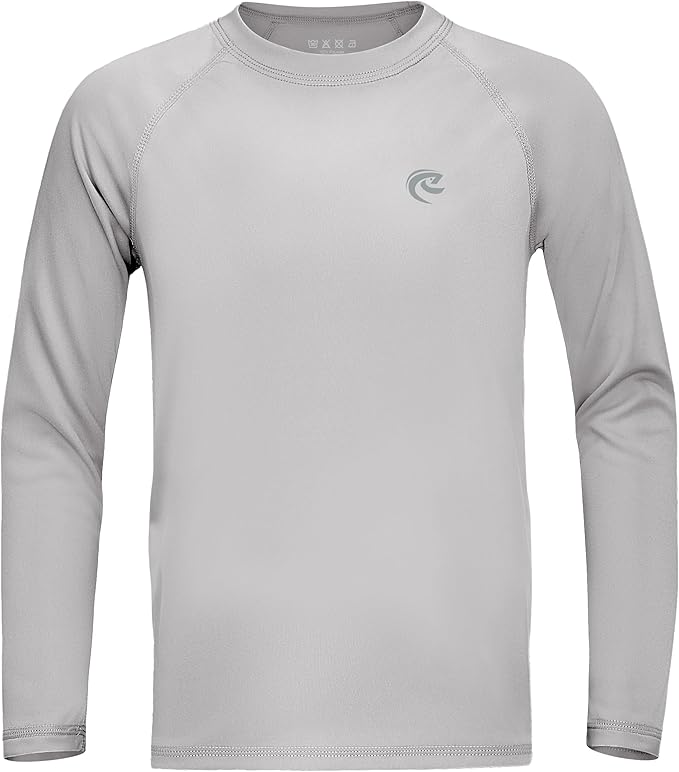 Boys UPF 50+ Swim Shirt Long Sleeve, 1 or 2 Pack UV Sun Protection Rash Guard, Youth Kids SPF Water Shirts for Beach Surf