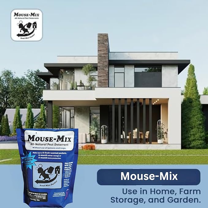 All-Natural Mouse-Mix Rodent and Pest Repellent, Repel Nesting in Your Home/Shed/Garage/RV/Car/Boat/Storage, Safe for Indoor Use, Kit & Pet Friendly -1 lb. Bag, Peppermint