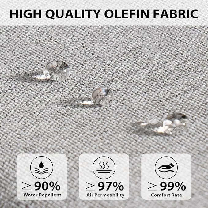 Sundale Outdoor Olefin Chaise Lounge Cushion, Water-Resistant Patio Lounge Chair Cushion, Thick Lounger Pad with 4 Straps Light Gray, 72 x 21 x 4 Inches