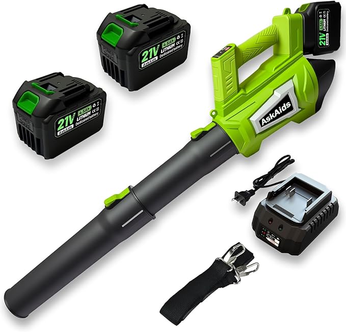 Leaf Blower Cordless, Electric Leaf Blower with 2 x 4.5Ah Batteries and Charger, 5 Speed Modes, 1 x Adjustable Shoulder Strap, Lightweight Leaf Blowers for Blowing Lawn Care, Garden, Patio Cleaning