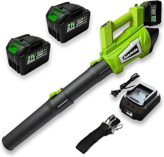 Leaf Blower Cordless, Electric Leaf Blower with 2 x 4.5Ah Batteries and Charger, 5 Speed Modes, 1 x Adjustable Shoulder Strap, Lightweight Leaf Blowers for Blowing Lawn Care, Garden, Patio Cleaning