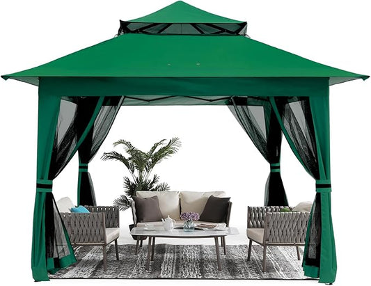 ABCCANOPY Pop Up Gazebo 13x13 - Outdoor Canopy Tent with Mosquito Netting for Patio Garden Backyard (Green)