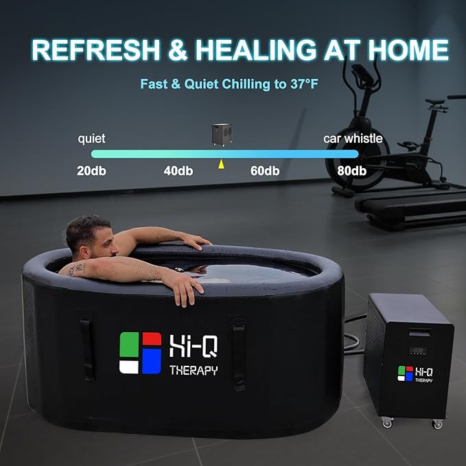 Hi-Q Therapy Cold Plunge Tub with Chiller, Inflatable Ice Bath Tub with 1Hp Water Chiller, Pump, Hoses & Connectors, Powerful Plunge Kit for Outdoor & Indoor Use