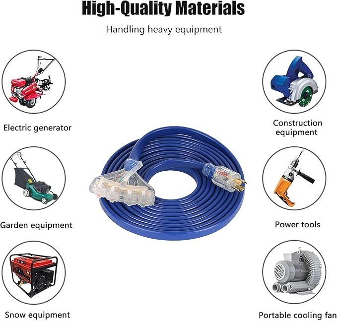 S7 25 Feet Heavy Duty Generator Adaptor Extension Cord,Locking Cord,NEMA L14-30P/Four 5-20R, 4 Prong 10 Gauge Flexible Generator Cable