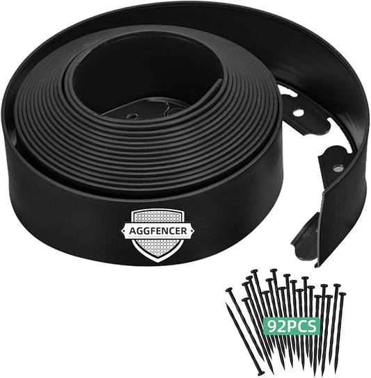 4" x 100' Landscape Edging, No Dig Garden Edging with Spikes, Edging Border for Landscaping Flower Bed Garden Lawn Yard Grass Black