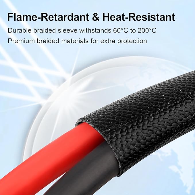 XRDS -RF Solar Panel Cable 3FT, 10AWG Solar Extension Cable with Male & Female Solar Connectors, Flame-Retardant Protective Sleeving Solar Cable, Weatherproof PV Wire for Solar Panel Connection