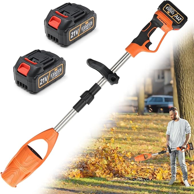 Leaf Blower, 21V Leaf Blower Cordless with 2 Batteries and Charger, Handheld Lightweight Leaf Blowers with Assistant Handle for Lawn Care, Patio, Garden, Dust
