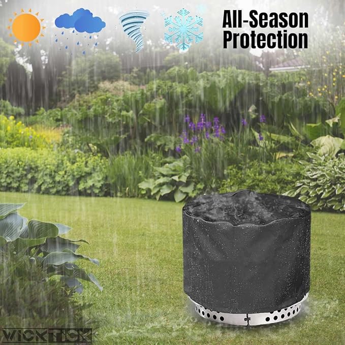 21 Inch Round Fire Pit Cover for Solo Stove Bonfire 2.0, 600D Heavy Duty Waterproof Firepit Accessories for Outdoor Camping, All-Weather Resistant