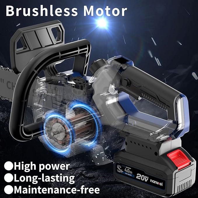 NANWEI 12 Inch Mini Electric Chainsaw Cordless With 2 Chains，Compatible with Makita 18V Battery，Battery Powered Chainsaw For Wood，Tree Cutting (Without Battery)