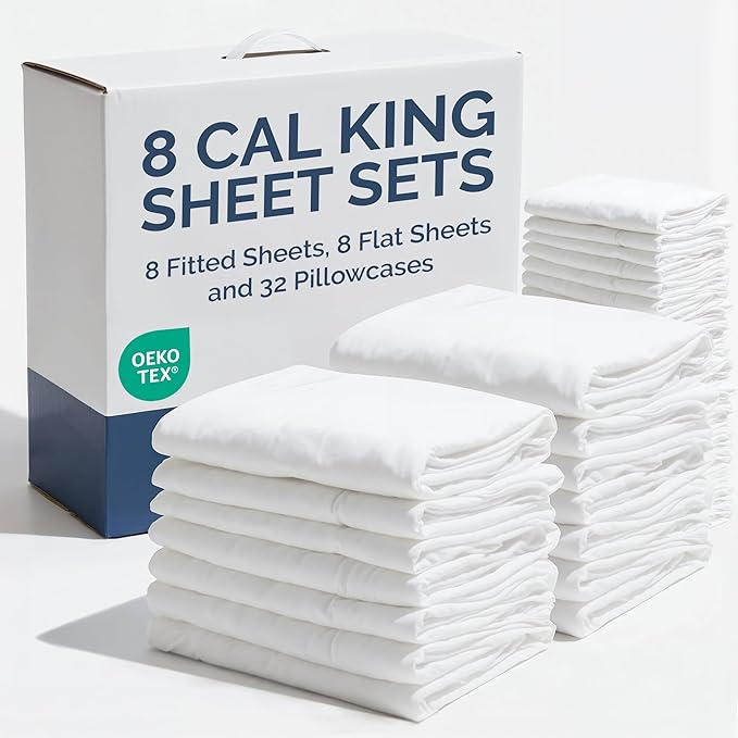 8pk 6PC Cal King White
