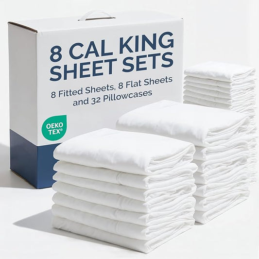 8pk 6PC Cal King White