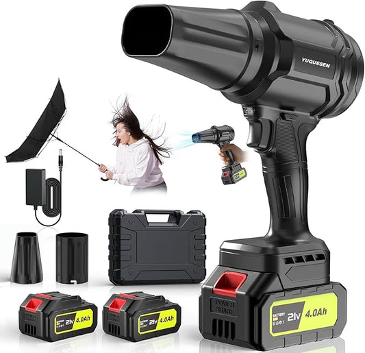 Cordless Leaf Blower, 980,000 RPM Handheld Leaf Blower with 2 X 4.0Ah Batteries & Charger, Lightweight Leaf Blowers for Patio Cleaning, Lawn Care, Leaves, Dust - Cool Black