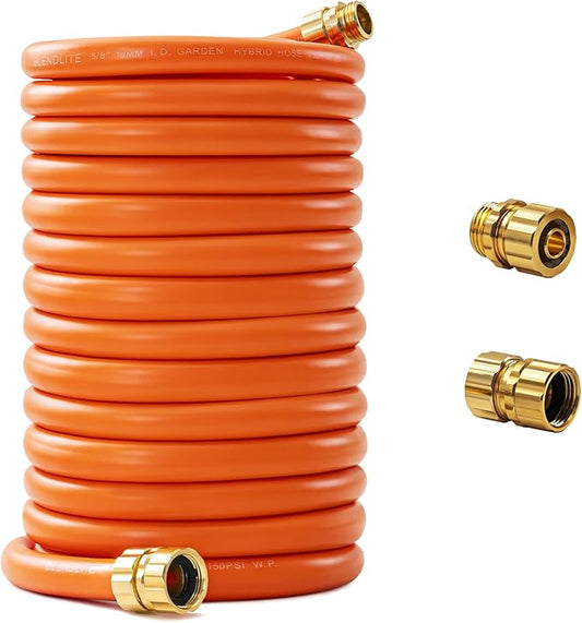 5/8" x 150ft Hybrid Garden Hose, Custom Length, -40°F to 150°, All-weather, NO Kink, Flexible, Leakproof water Hose With Additional Customizable Solid GHT Fittings