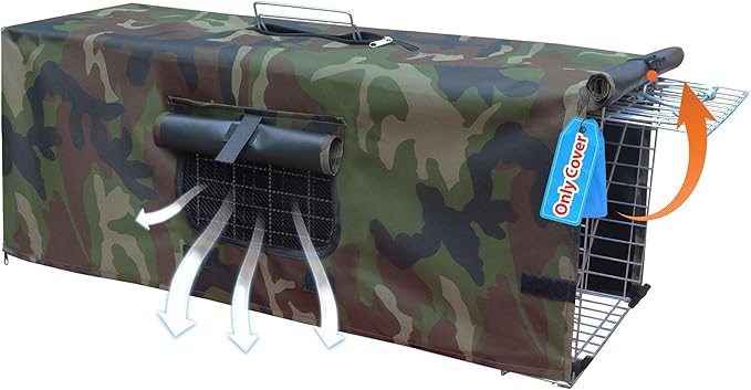Live Animal Cat Trap Cage Cover for Stray Cats 32 Inch Folding Skunk Trap with Real Door for Raccoons, Opossums, Groundhogs, Skunks, Feral Cats, Squirrels (Only Cover)