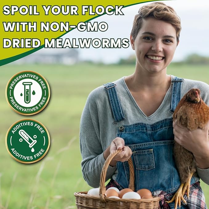 PICKY NEB Dried Mealworms 100% Non-GMO 5 Lb - Mealworms for Birds, Chickens, Ducks - Perfect High-Protein Treats - Whole Large Meal Worms, Dried for Chickens and Bluebird Food Bulk