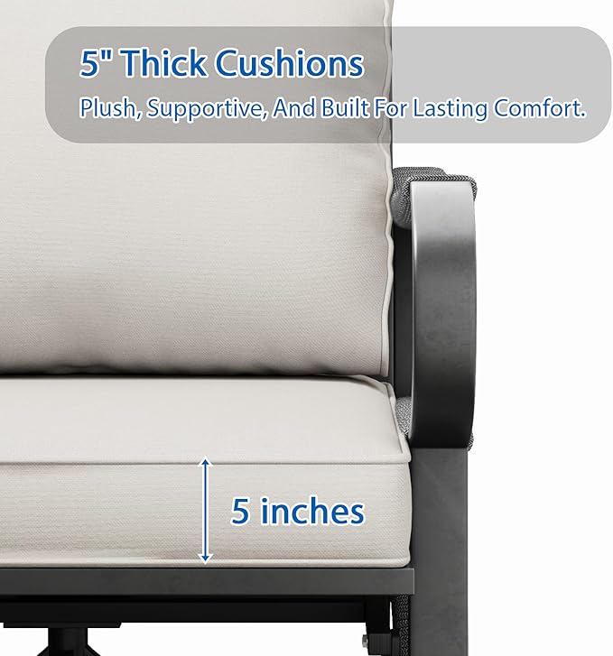 11 Piece Patio Furniture Set, 4 Single Swivel Chairs, Rope Braided Exposed with Thick Cushions, Outdoor All Weather Patio Conversation Sectional Sofa Set for Garden, Porch, Lawn, Beige